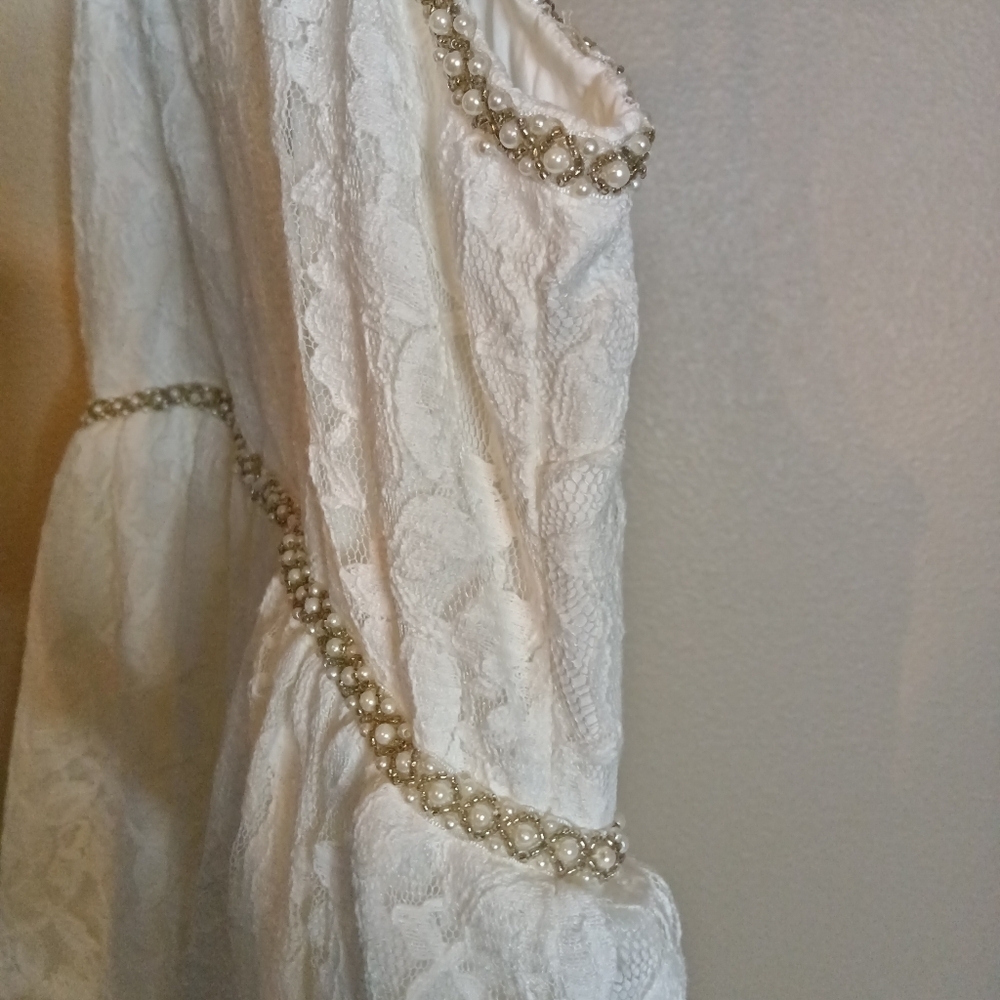 Sister Jane Sofia Lace Midi Dress Ivory Pearl Trim Size 6 - Picture 15 of 16